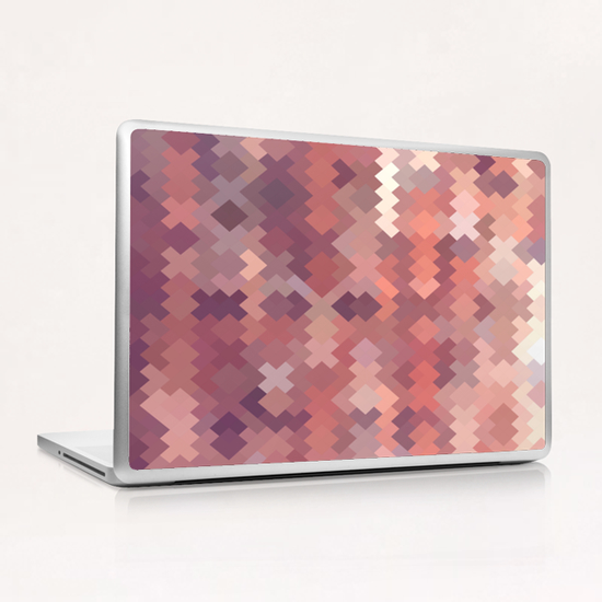 geometric square pixel pattern abstract in brown Laptop & iPad Skin by Timmy333