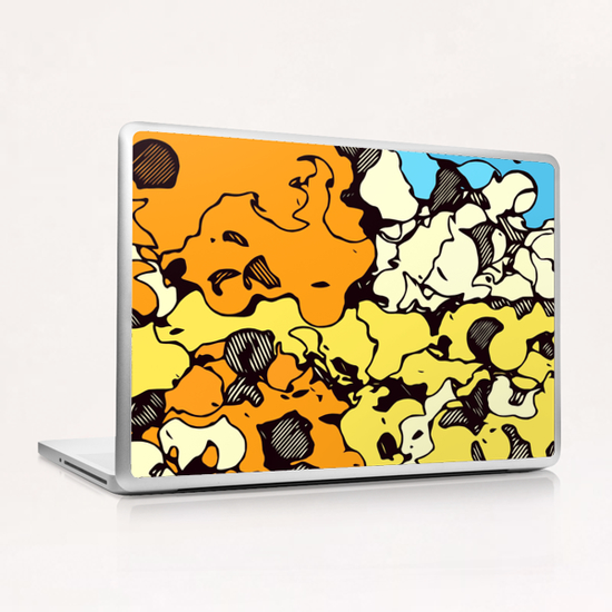 psychedelic graffiti painting abstract in orange yellow and blue Laptop & iPad Skin by Timmy333