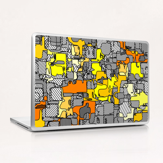 psychedelic graffiti drawing and painting in yellow and orange Laptop & iPad Skin by Timmy333