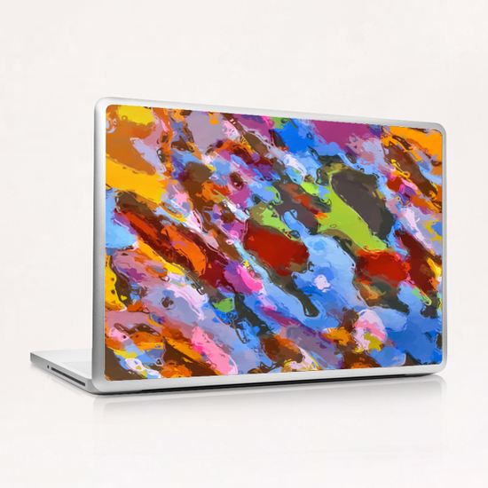 camouflage pattern painting abstract background in green blue pink orange brown Laptop & iPad Skin by Timmy333