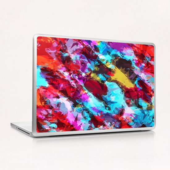 psychedelic geometric pattern painting abstract background in blue red yellow pink Laptop & iPad Skin by Timmy333