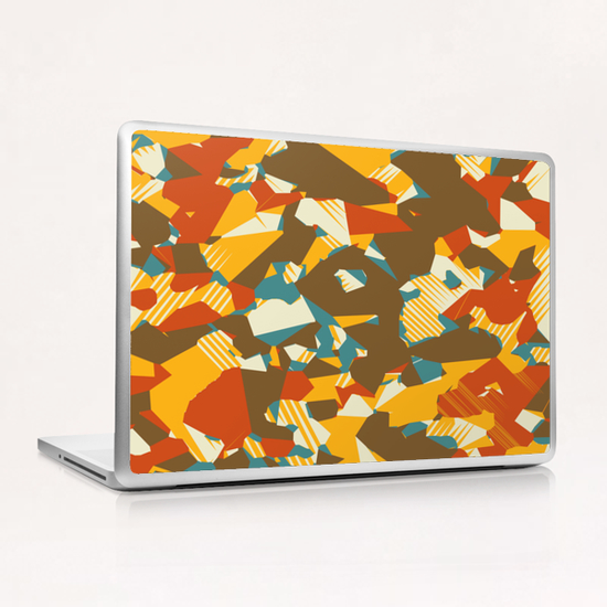 geometric graffiti drawing and painting abstract in brown yellow blue and orange Laptop & iPad Skin by Timmy333