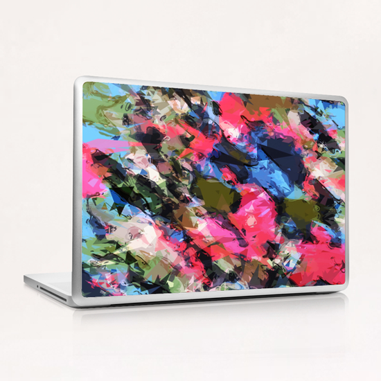 psychedelic geometric pattern painting abstract background in pink blue green Laptop & iPad Skin by Timmy333