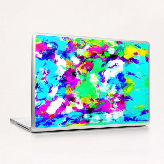 psychedelic geometric pattern painting abstract background in blue green pink yellow Laptop & iPad Skin by Timmy333