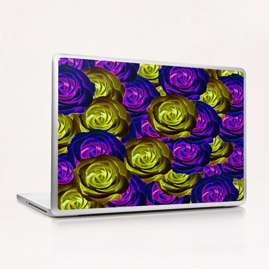 blooming rose texture pattern abstract background in pink purple yellow Laptop & iPad Skin by Timmy333