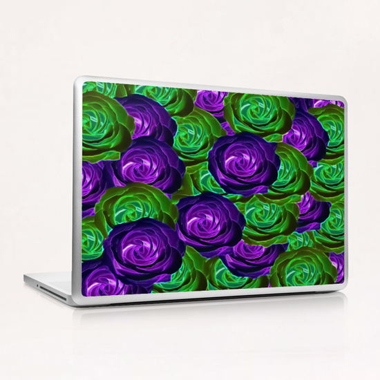 blooming rose texture pattern abstract background in purple and green Laptop & iPad Skin by Timmy333