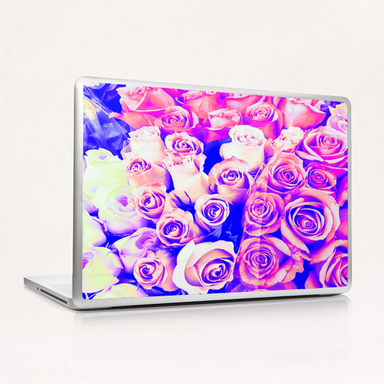 bouquet of roses texture pattern abstract in pink and purple Laptop & iPad Skin by Timmy333