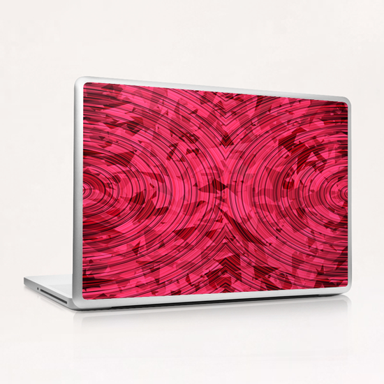 psychedelic geometric circle pattern abstract background in red and pink Laptop & iPad Skin by Timmy333