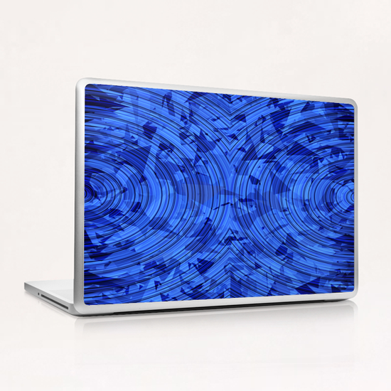 psychedelic geometric circle pattern abstract background in blue Laptop & iPad Skin by Timmy333