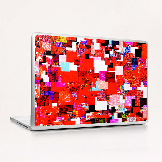 geometric square pixel pattern abstract in red blue pink Laptop & iPad Skin by Timmy333