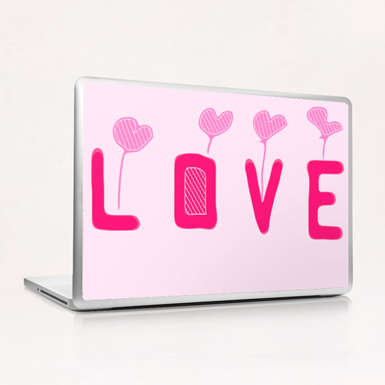 LOVE with pink heart Laptop & iPad Skin by Timmy333