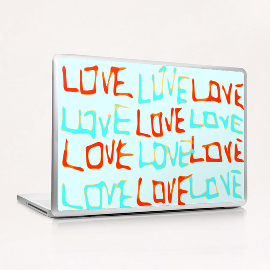 LOVE alphabet handwriting drawing in red and blue Laptop & iPad Skin by Timmy333