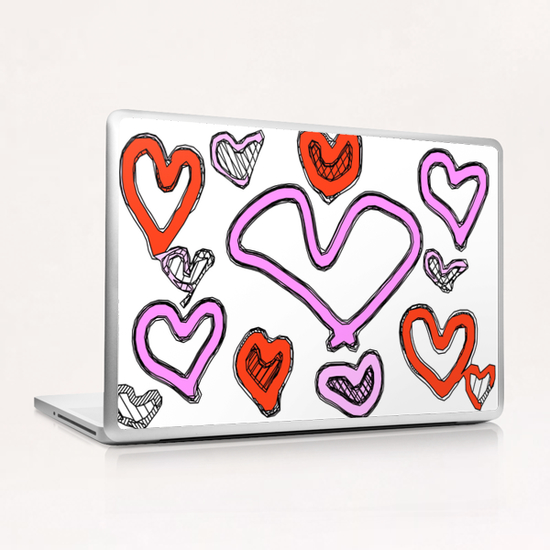 red and pink heart shape graffiti drawing Laptop & iPad Skin by Timmy333