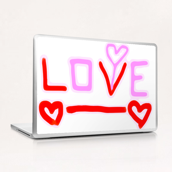 LOVE with pink and red heart Laptop & iPad Skin by Timmy333