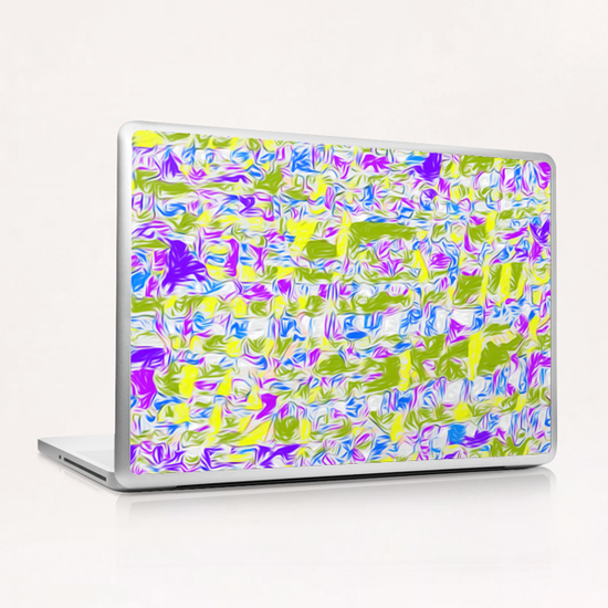 psychedelic painting texture abstract pattern background in purple blue yellow green Laptop & iPad Skin by Timmy333