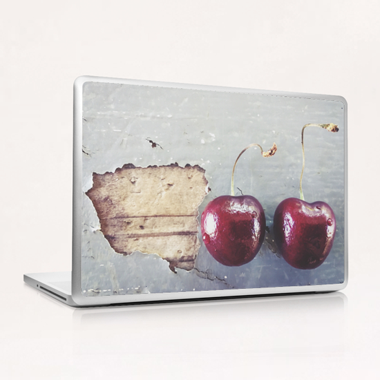 fresh cherry on the wooden table Laptop & iPad Skin by Timmy333