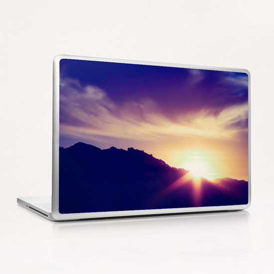 sunset over the mountain with beautiful cloudy sky Laptop & iPad Skin by Timmy333