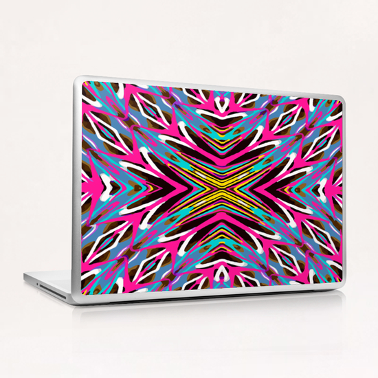 psychedelic geometric graffiti abstract pattern in pink blue yellow brown Laptop & iPad Skin by Timmy333