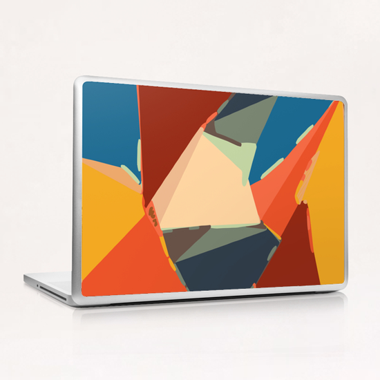 geometric pattern abstract in brown orange blue Laptop & iPad Skin by Timmy333