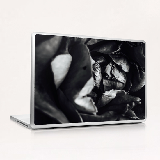 rose texture abstract in black and white Laptop & iPad Skin by Timmy333