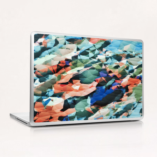 psychedelic geometric triangle polygon pattern abstract background in orange green blue Laptop & iPad Skin by Timmy333