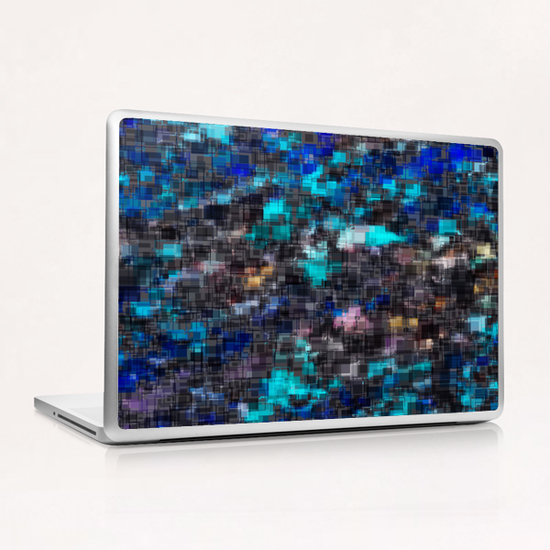 psychedelic geometric square pattern abstract background in blue pink and black Laptop & iPad Skin by Timmy333