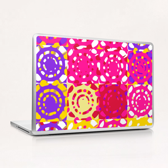 graffiti circle pattern abstract in pink yellow and purple Laptop & iPad Skin by Timmy333