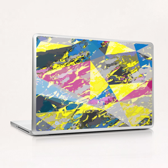 psychedelic geometric triangle pattern abstract with painting abstract background in pink blue yellow Laptop & iPad Skin by Timmy333