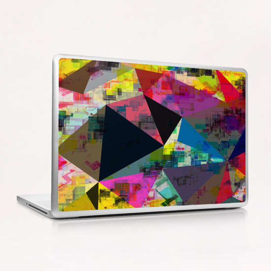 psychedelic geometric triangle pattern abstract with painting abstract background in pink blue yellow red green Laptop & iPad Skin by Timmy333