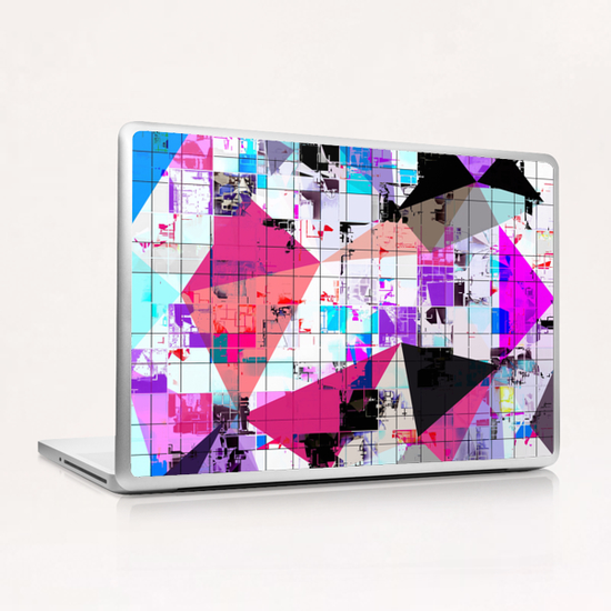 geometric triangle and square pattern abstract in pink purple blue Laptop & iPad Skin by Timmy333