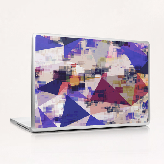 psychedelic geometric triangle polygon pattern abstract in blue purple brown Laptop & iPad Skin by Timmy333