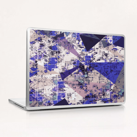 psychedelic geometric triangle polygon pattern abstract in blue and pink Laptop & iPad Skin by Timmy333