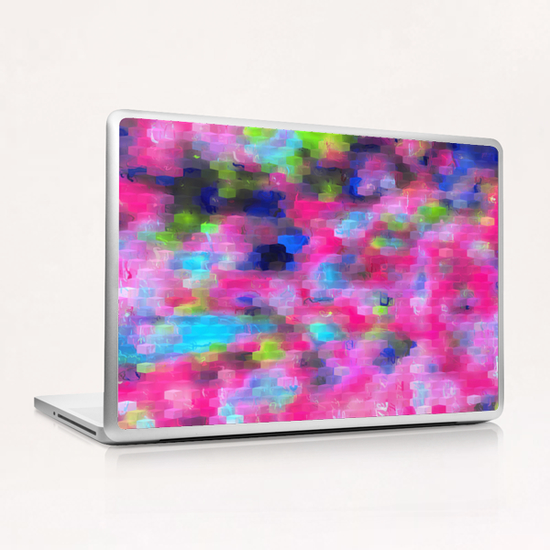 geometric square pattern abstract background in pink blue green Laptop & iPad Skin by Timmy333