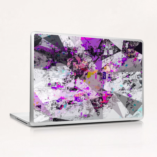 vintage psychedelic triangle polygon pattern abstract in purple pink yellow blue Laptop & iPad Skin by Timmy333