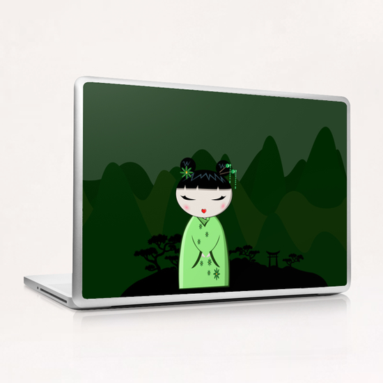 Green Kokeshi Laptop & iPad Skin by PIEL Design