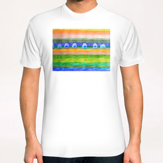 Blue Trees within Striped Landscape T-Shirt by Heidi Capitaine