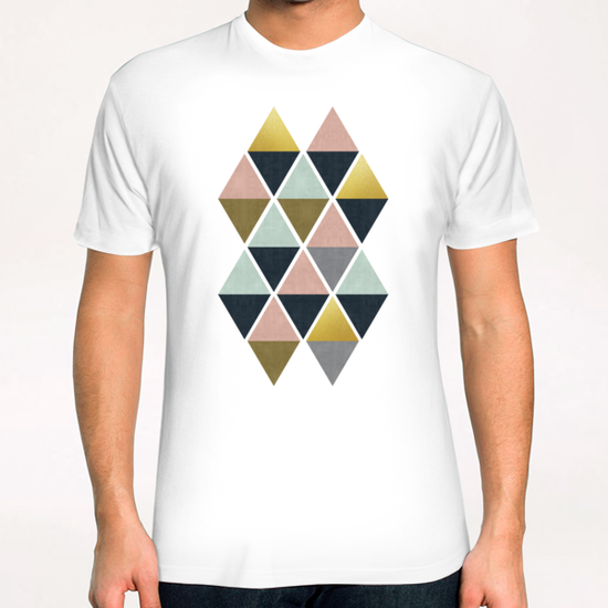 Colorful and golden triangles T-Shirt by Vitor Costa